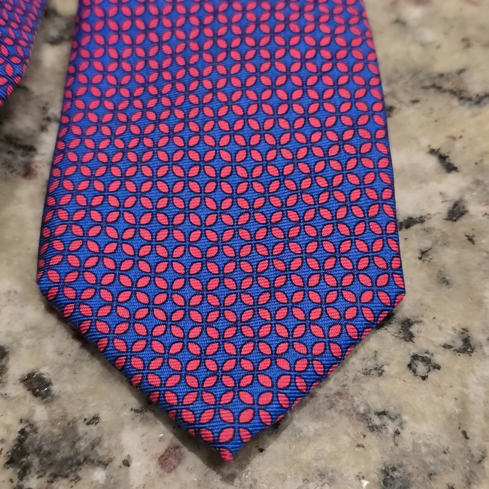 J.Crew 100% Silk Tie – Red/pink & Navy Micro Print